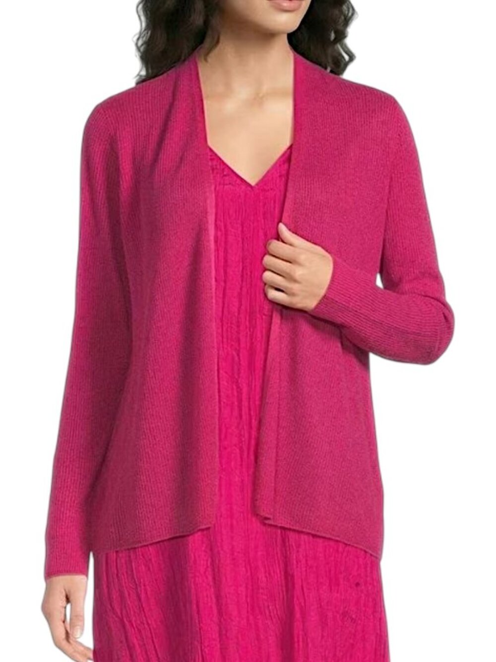 Eileen Fisher Pink Organic Linen Cotton Blend Cardigan Women's Size L
